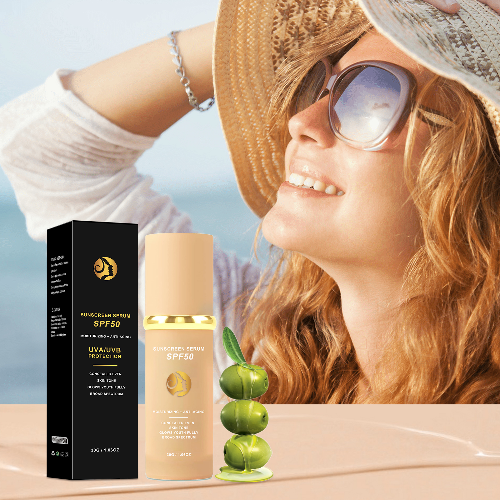 Spf 50 Sunscreen - 4 in 1 Foundation Liquid Longwearing