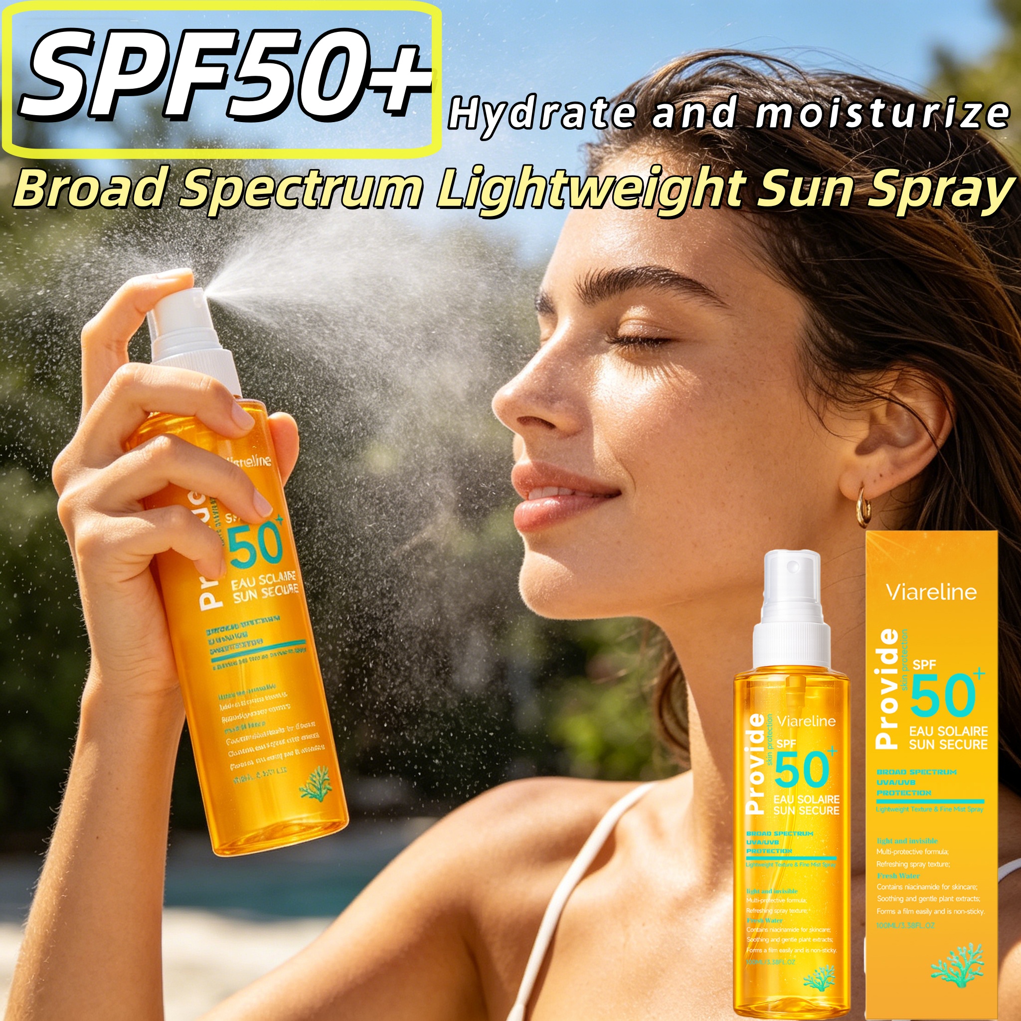 Spf 50 Sunscreen - Hydrating Invisible Sunscreen Spray SPF 50+