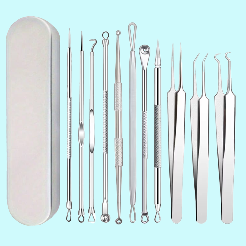 Skincare Qv - 11Pcs/Set Acne Needle Blackhead Clip Remover
